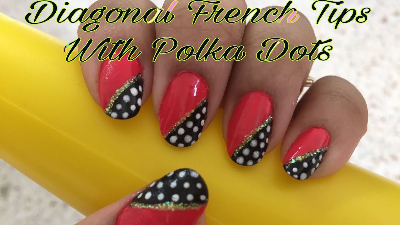 Diagonal French Tips With Polka Dots