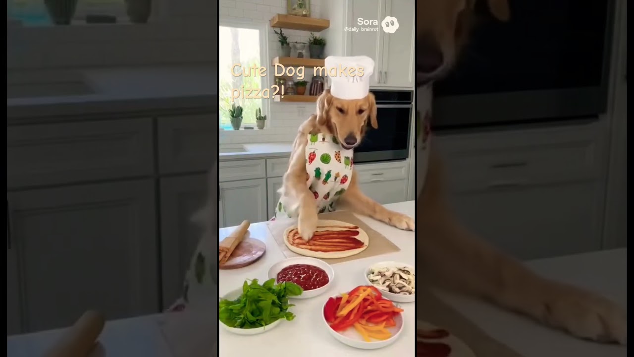 Dog makes pizza!🍕 🤯🤯🤯 