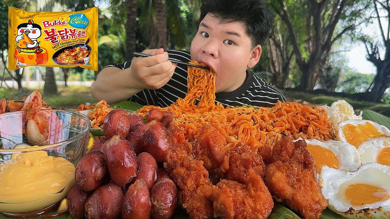Mì Cay Samyang Buldak Phô Mai & Gà Sốt Cay Hồ lô Viên Ngon Ngất Ngây | Dương Doubar 