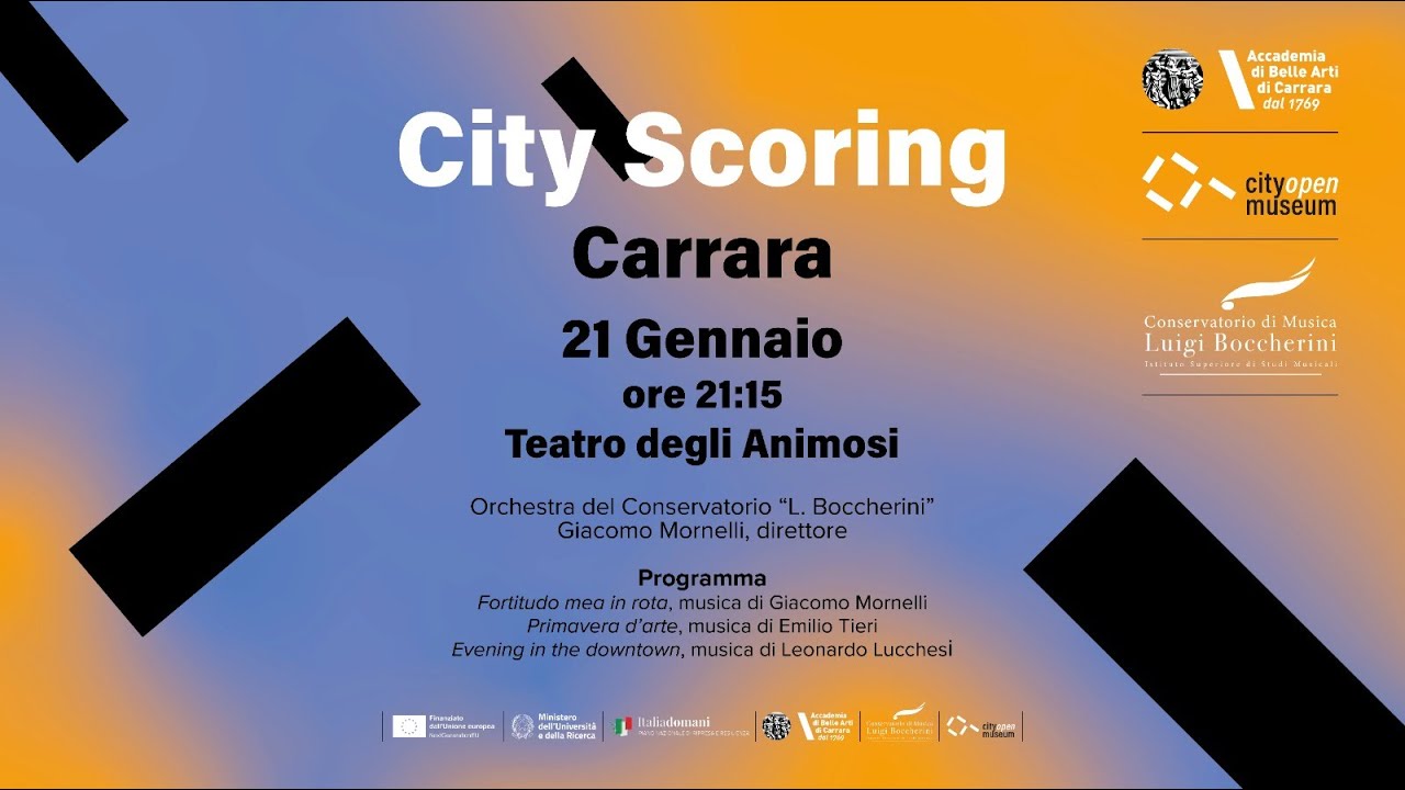 CITY SCORING CARRARA Mercoledì 21 gennaio al Teatro degli Animosi di Carrara
