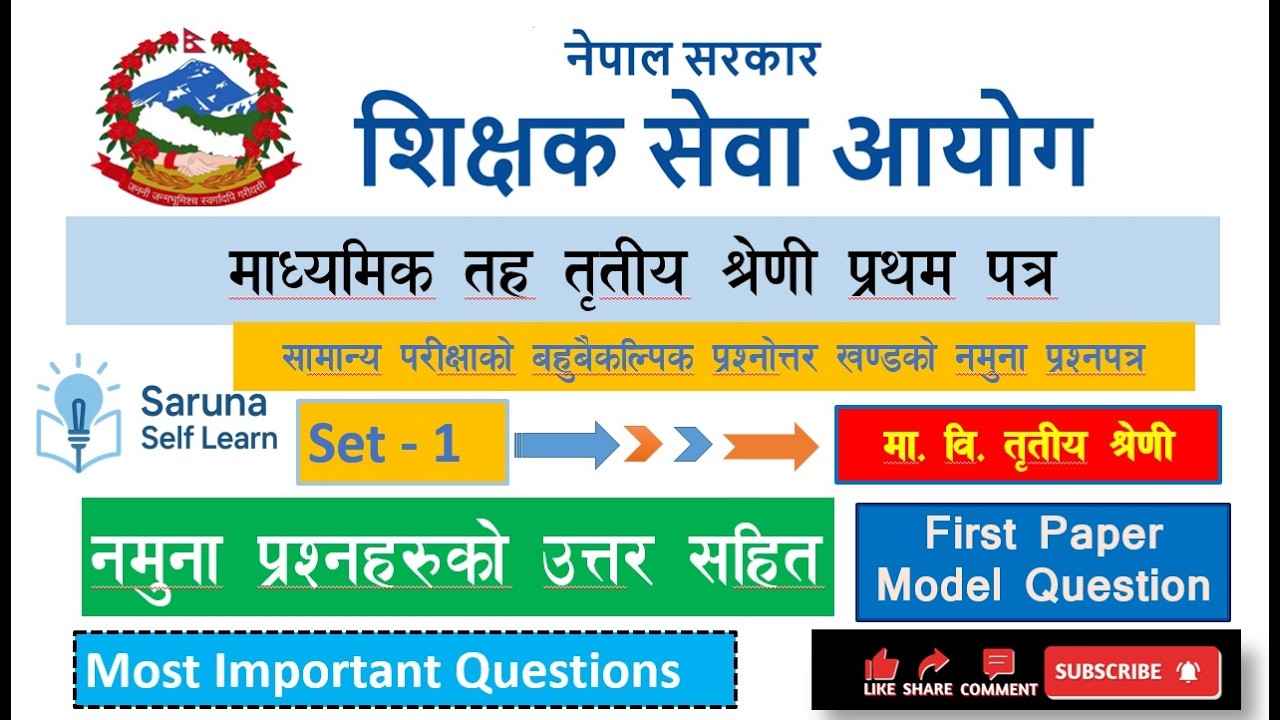 माध्यमिक तह प्रथम पत्र Model Question Set 1 | Full Solution | TSC Preparation 2082