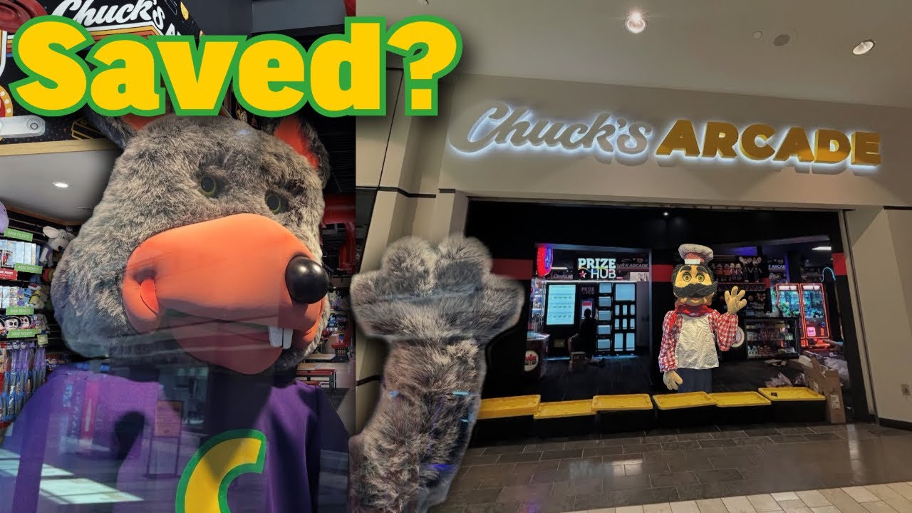 Mysterious Chuck E. Cheese Animatronic in Retro Arcade