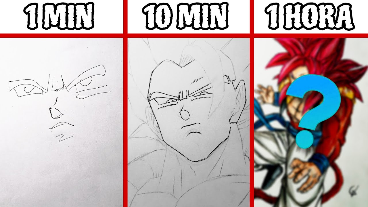 ¡Dibujé a Gogeta en 1 Minuto, 10 Minutos y 1 Hora! Reto de VELOCIDAD!!