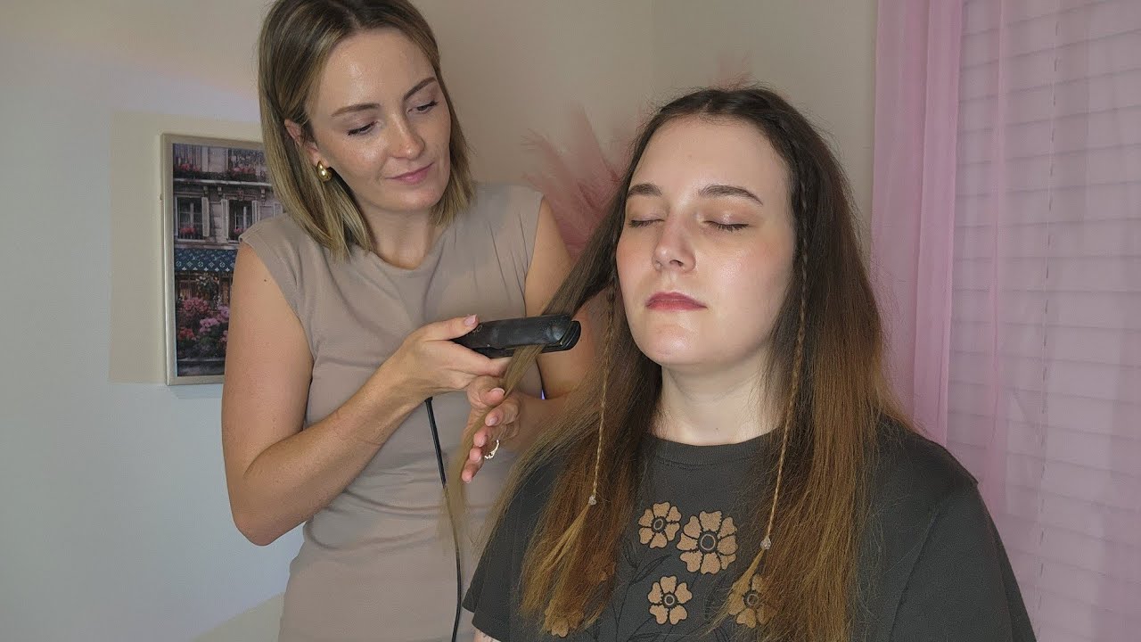 ASMR Perfectionist Delicate Hair Straightening - Mini Combing, Lint Roller, Finishing Touches, Braid