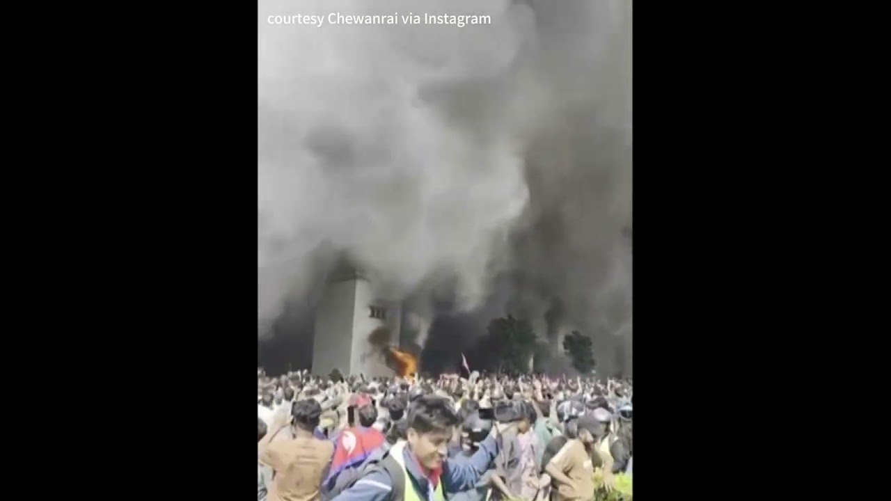 Fire rages at Nepalese Parliament after protests spiral out of control