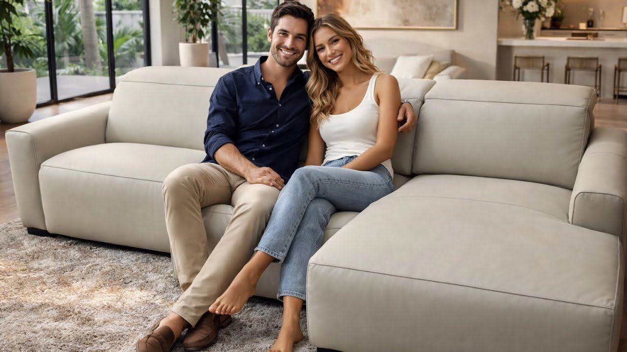 Volante Dolce Leather Chaise Sofa, Power Recliner and Headrest, Zero Gravity Comfort