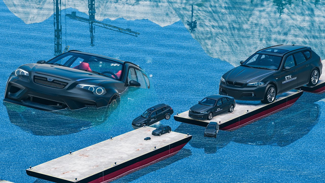 Gaint & Small Super Cars vs Floating Bridge – Cars vs Floating Bridge – BeamNG.Drive