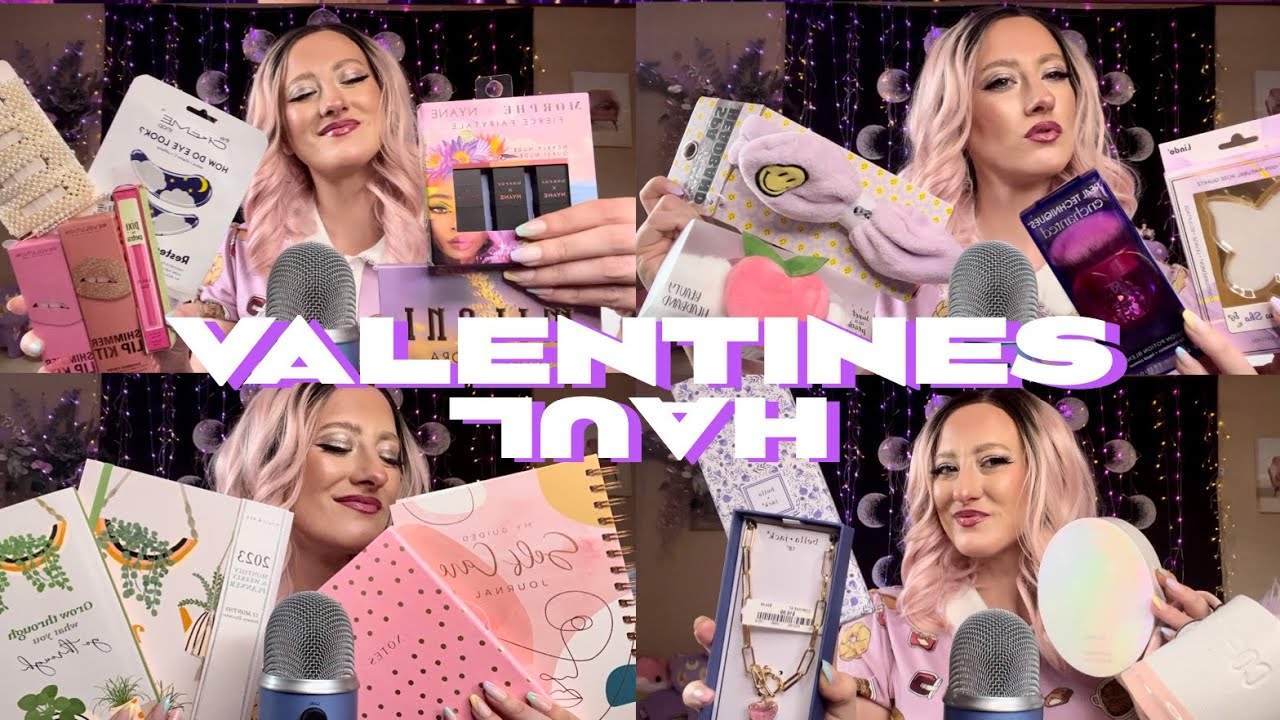 ASMR | the cutest pink aesthetic TJ Maxx & Marshalls Valentines Day Haul! perfume, makeup, journals!