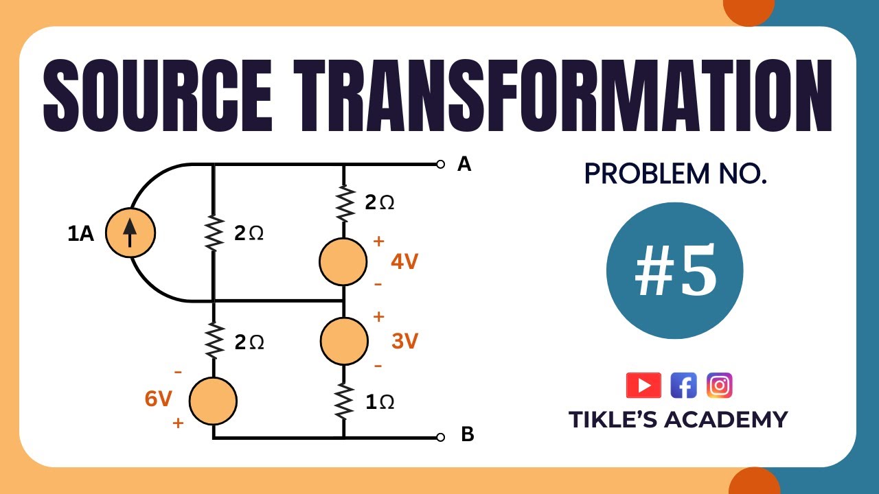 SOURCE TRANSFORMATION IN ELECTRICAL ENGINEERING SOLVED PROBLEM 5 @TIKLE'S ACADEMY