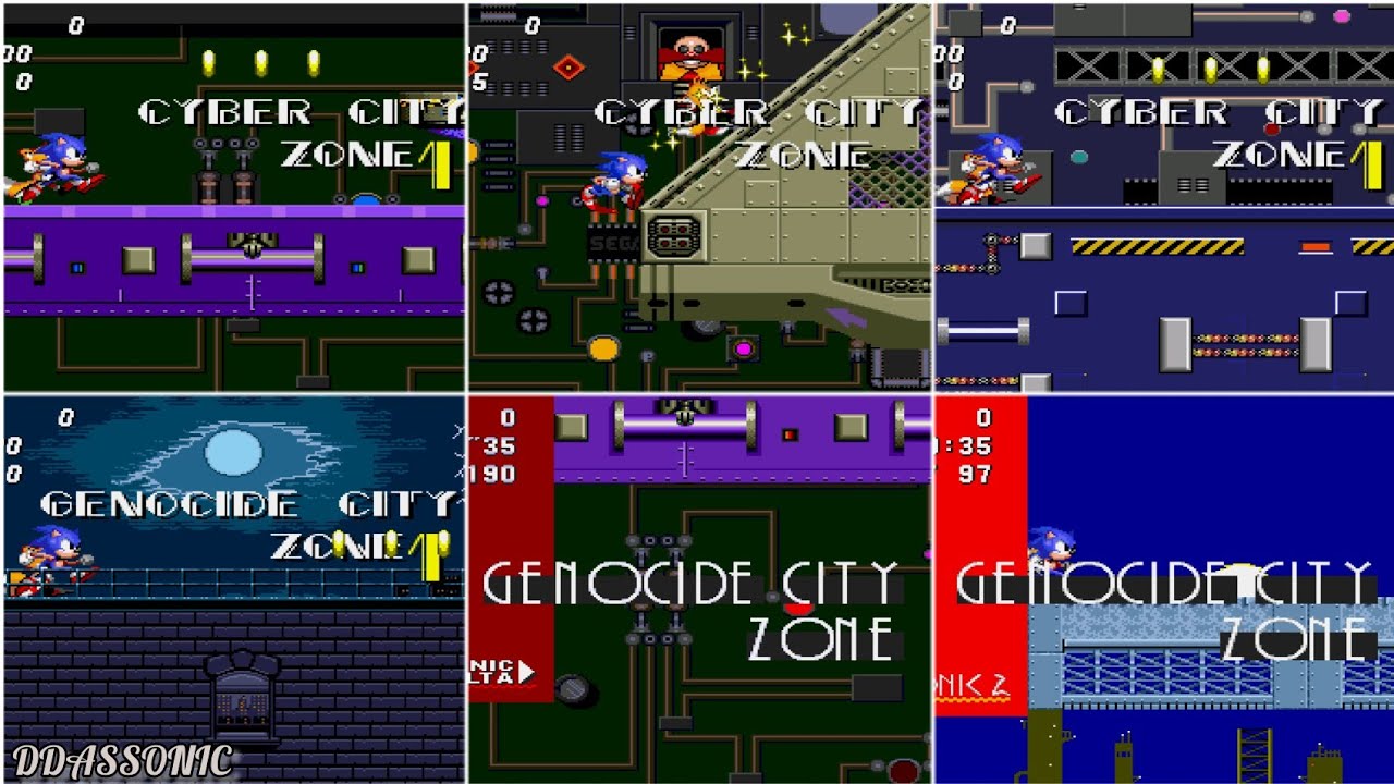 Cyber City/Genocide City (Deleted Zone) for Sonic 2 in 6 versions