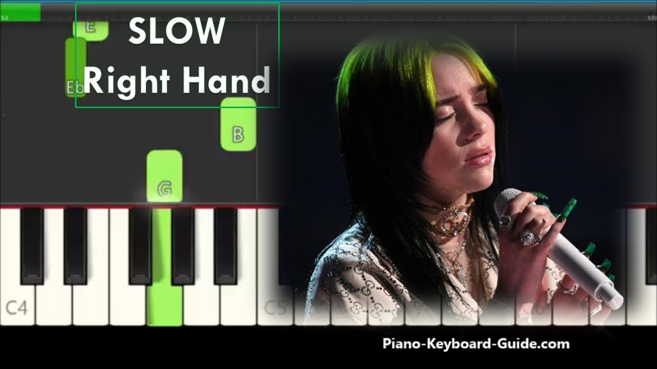 Billie Eilish No Time To Die Right Hand Slow and Easy Piano Tutorial