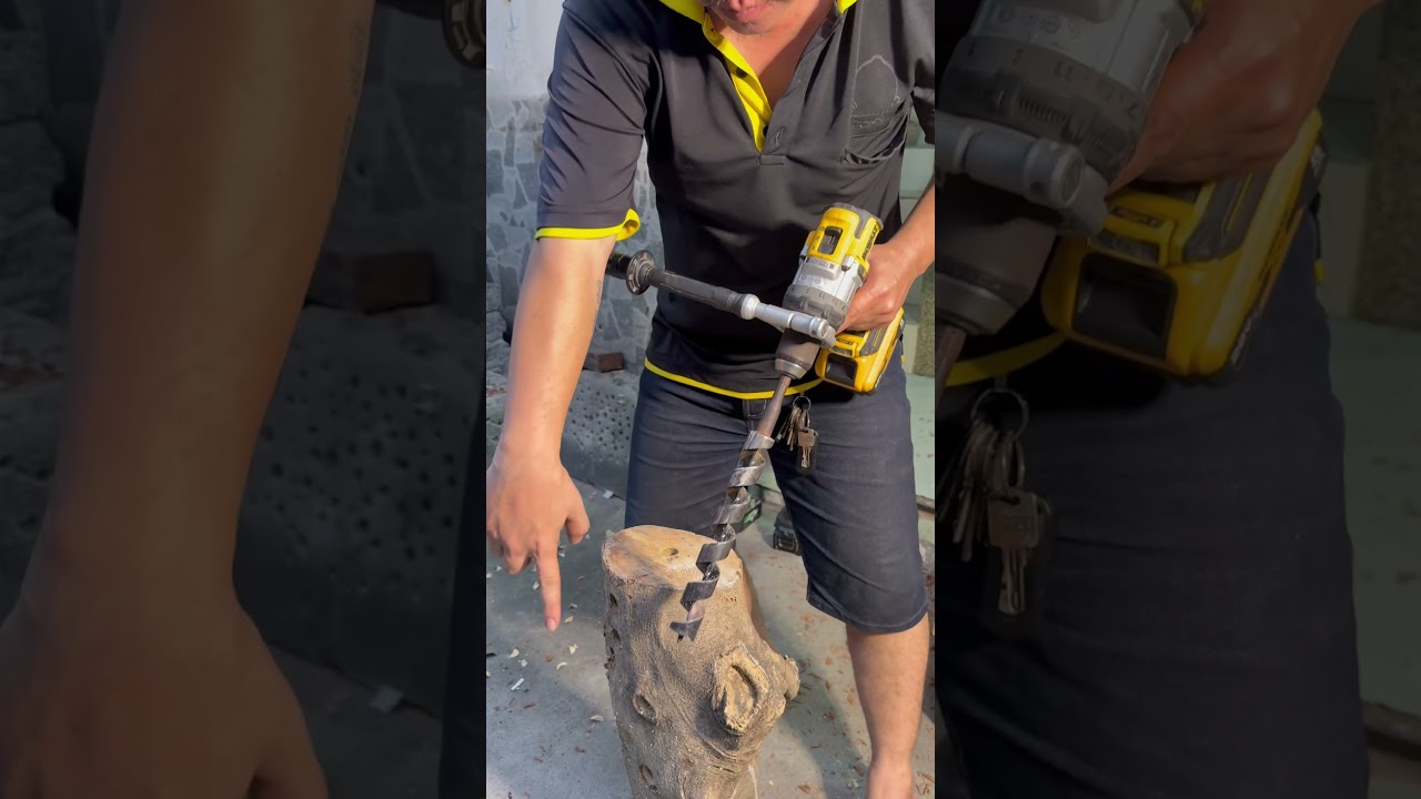 The real power of Dewalt 20V DCD1007 when tested with a 32mm wood core extractor.