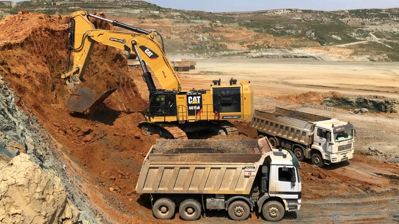 Caterpillar 6015B Excavator Loading Trucks And Operator View - Sotiriadis Mining Works