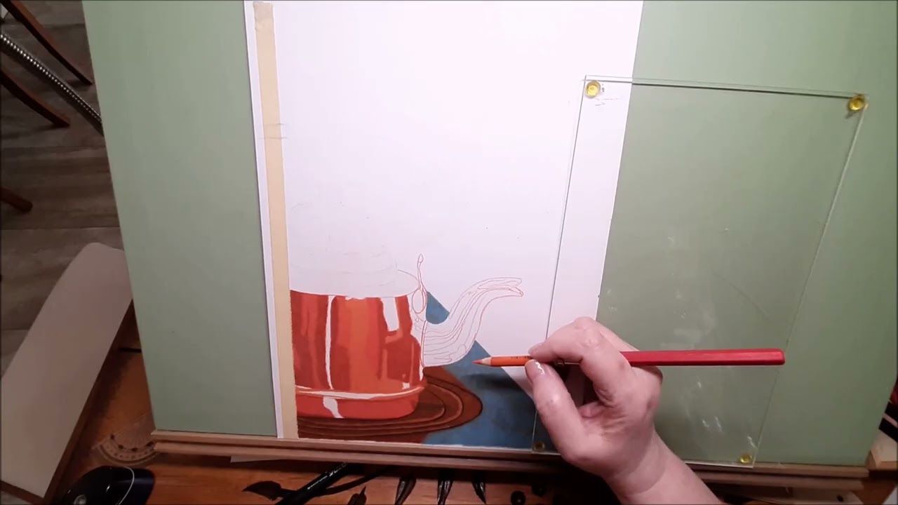 Pas à pas dessin d'une théière en cuivre - Partie 5