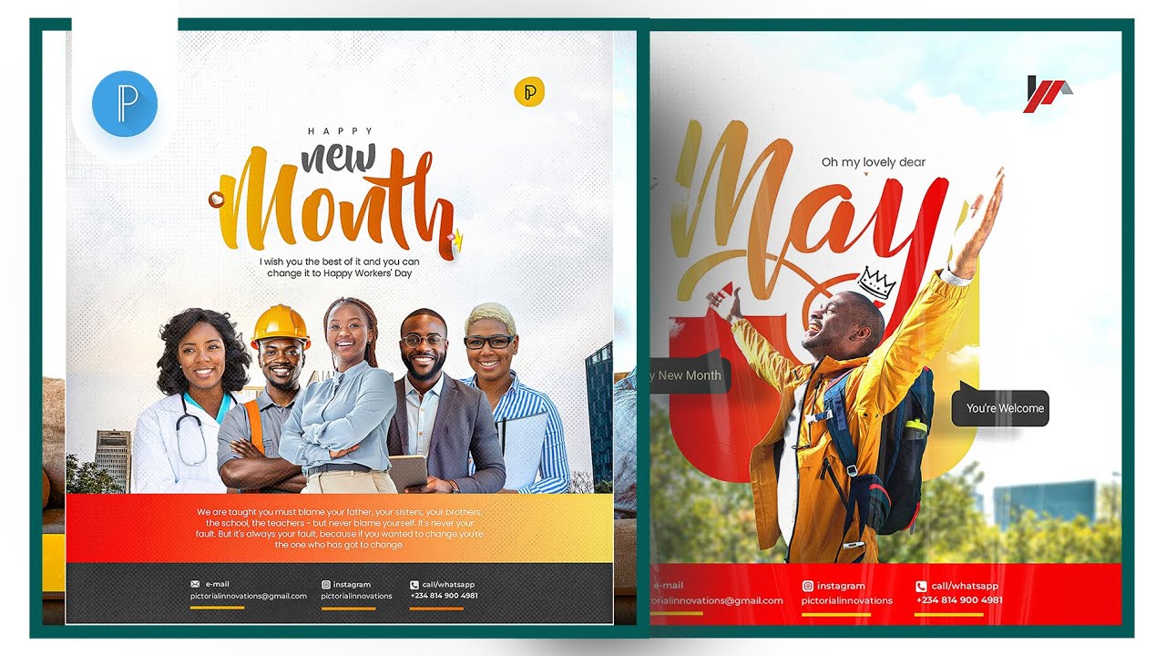 Uncut Session: New Month Flyer Design in PixelLab - May 2024 (Download 2 PLP Files for Free)