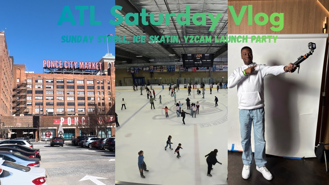 ATL Saturday Vlog | Sunday Walk 🚶🏽| Ice Skating ⛸️ | Y2Cam Launch Party 🎉 
