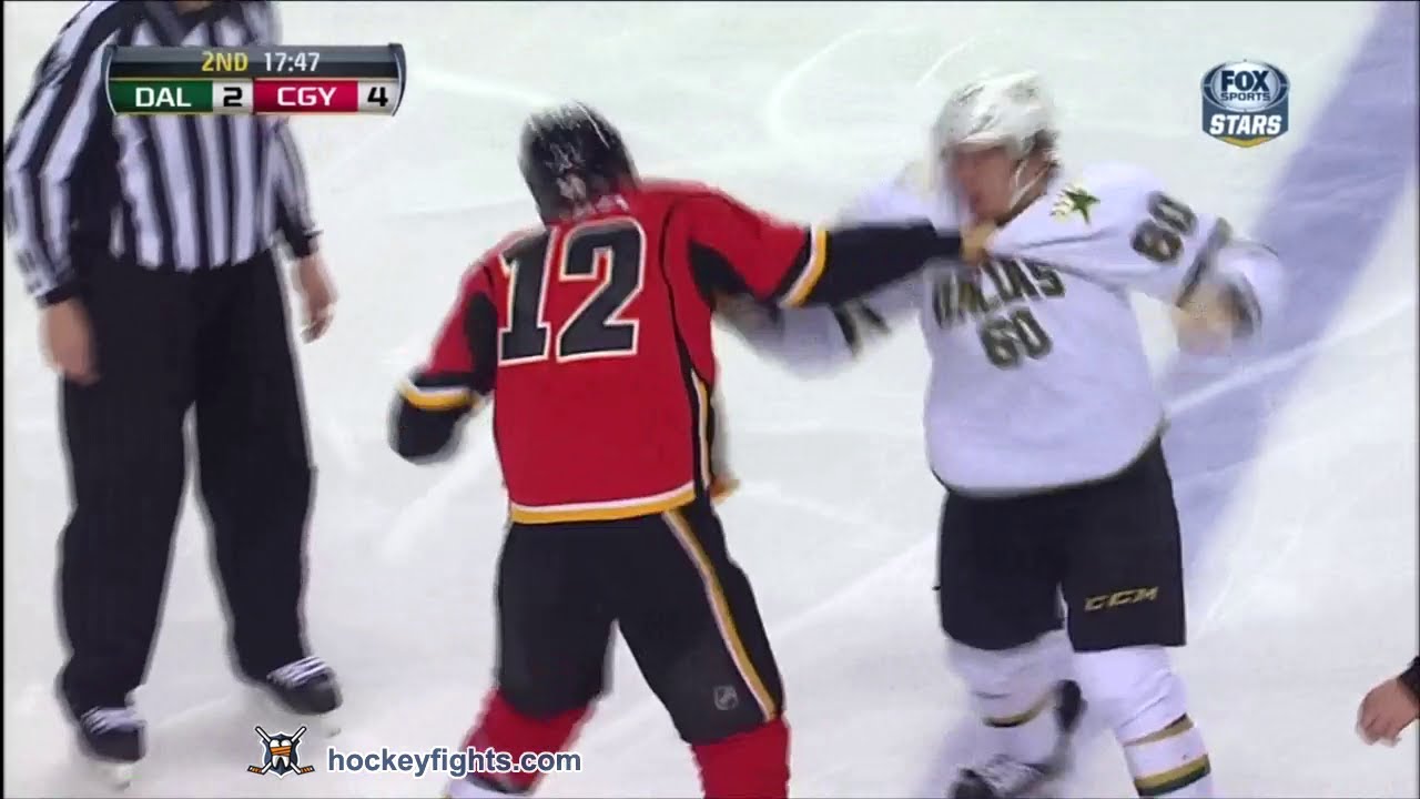 Antoine Roussel vs Jarome Iginla Feb 13, 2013