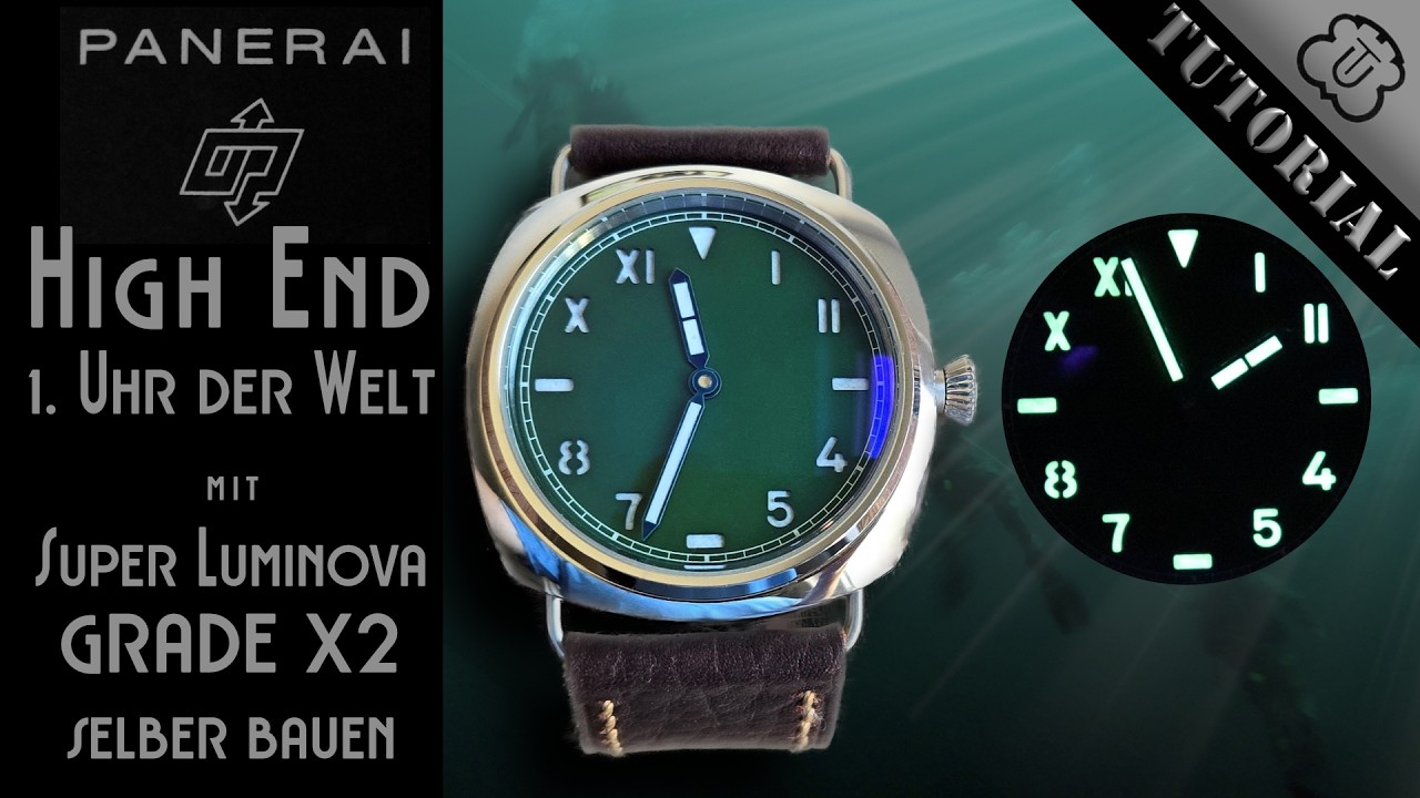 Erste individuelle Uhr mit Super LumiNova Grade X2, Panerai Radiomir Style | Tutorial DIY Uhrenbauer