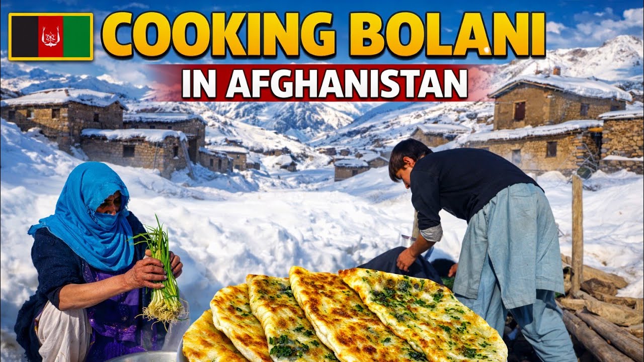 Snowy Village Life in Afghanistan 🇦🇫 | Traditional Bolani Cooking with Mother & Son