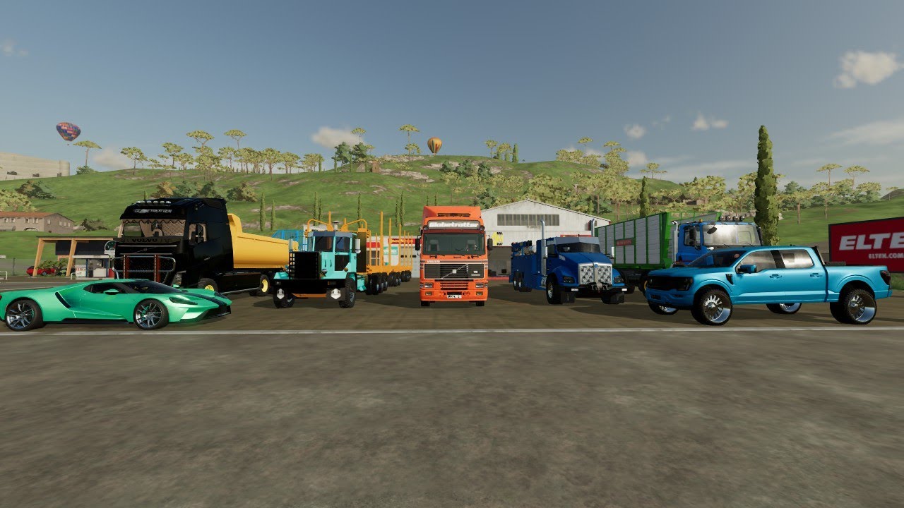 Farming Simulator 22 Mod Review 54 Car,bakkie,service truck,semi,logging truck,hook truck and tipper