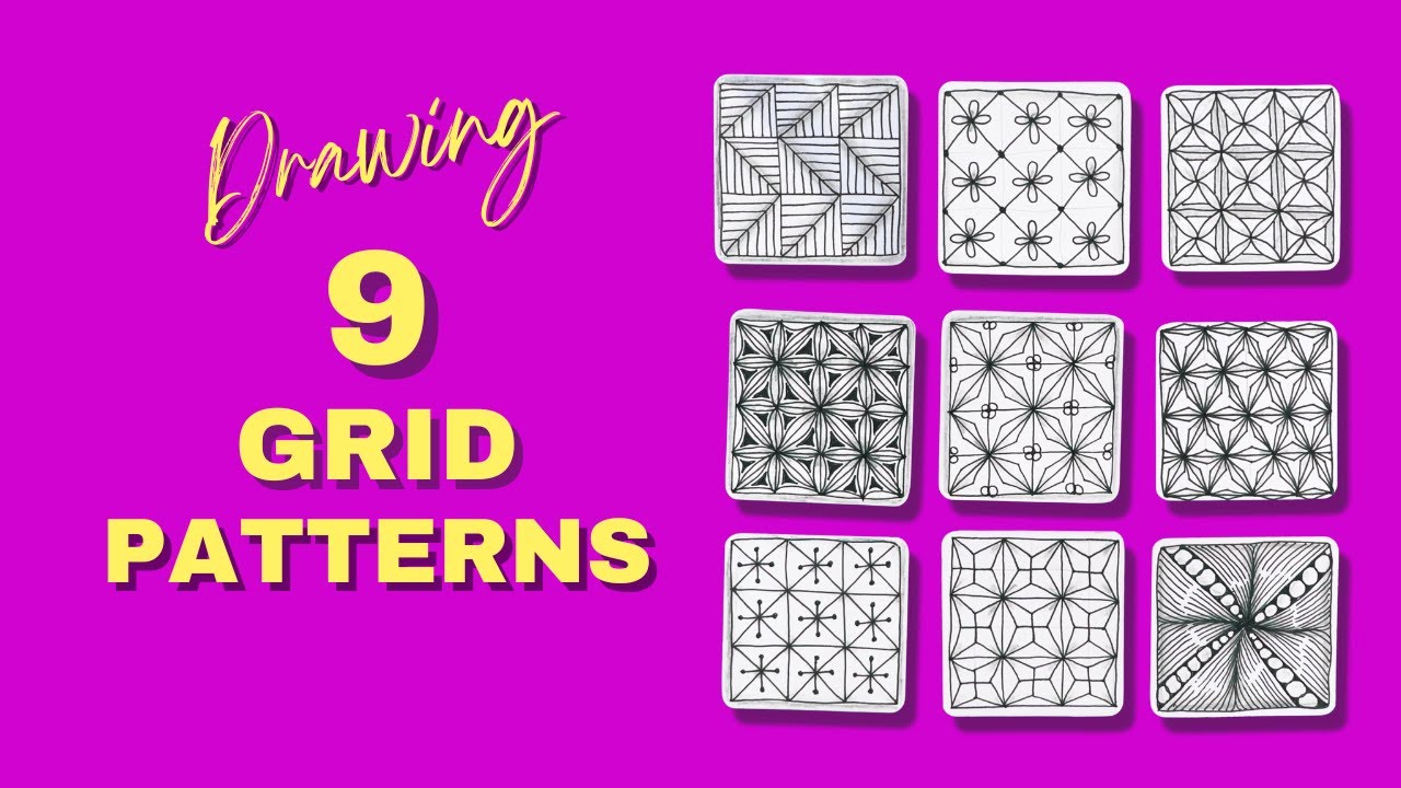 [9] 9 Easy Grid Zentangle Inspired Patterns For Beginners To Add To Your Tangle Library