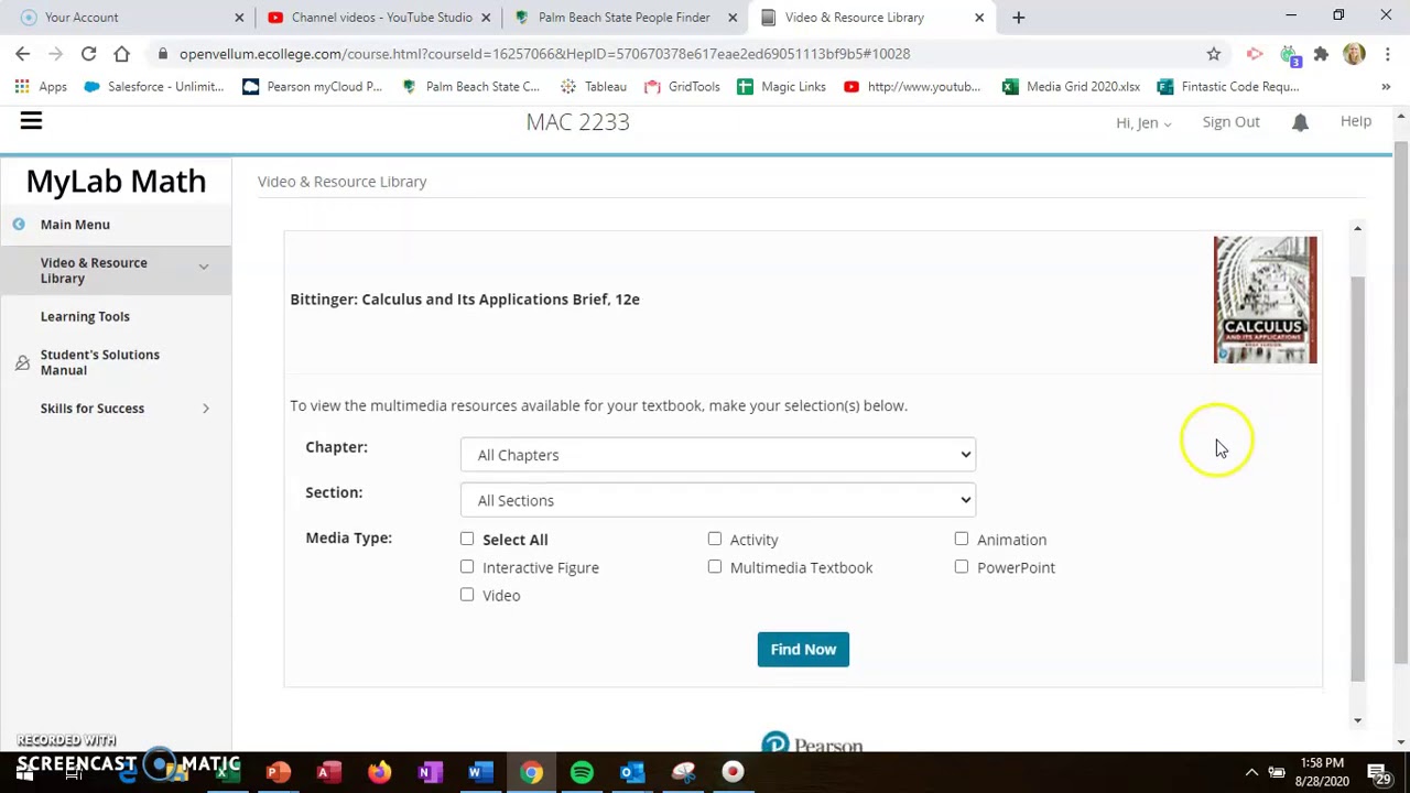 Blackboard MAC 2233 - MyMathLab Register