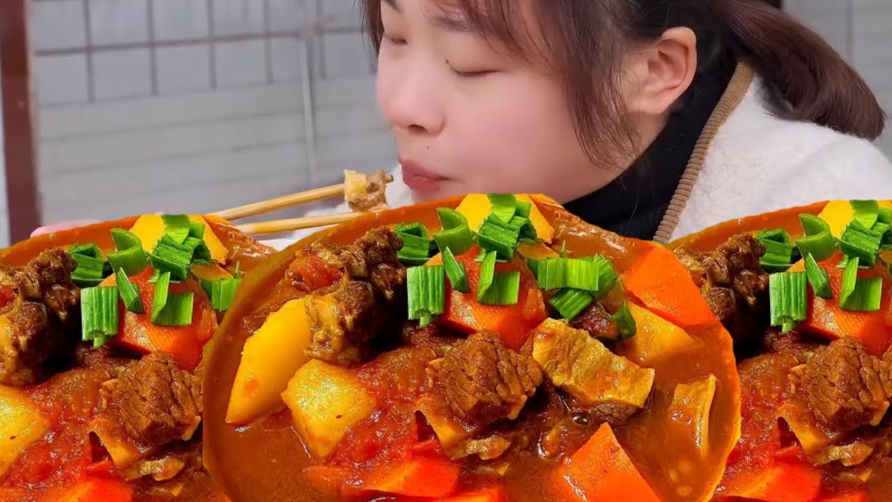 秋妹買精品牛腩！配上已經熟透的番茄，一鍋番茄燉牛腩香氣四溢！隔壁小孩都被饞哭了！ #家常菜 #下飯菜 【顏美食】