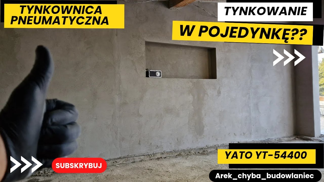 Tynkownica pneumatyczna. Czy to się uda?? Tynkowanie garażu w pojedynkę. #yt #budowa #dom