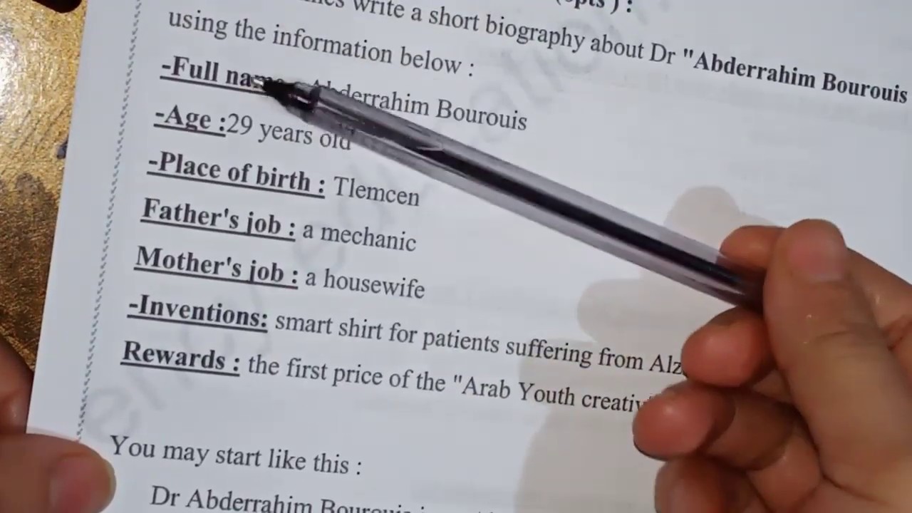 اقوى فديو محفز لكتابة وضعية ادماجية في فرض او اختبار عن شخصية بذراااع وجيب 6نقاط للثالثة متوسط