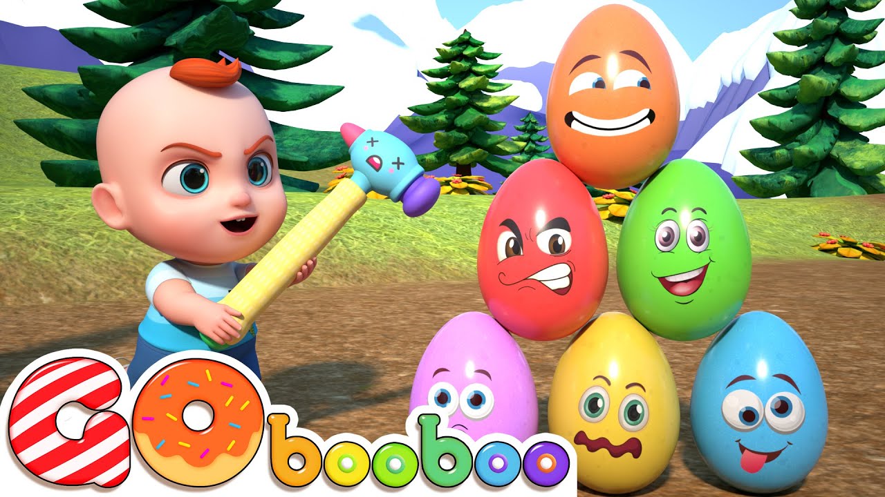 O que tem nos ovos? | Ovos Coloridos Surpresa com Animais | GoBooBoo em Português - Músicas Infantis
