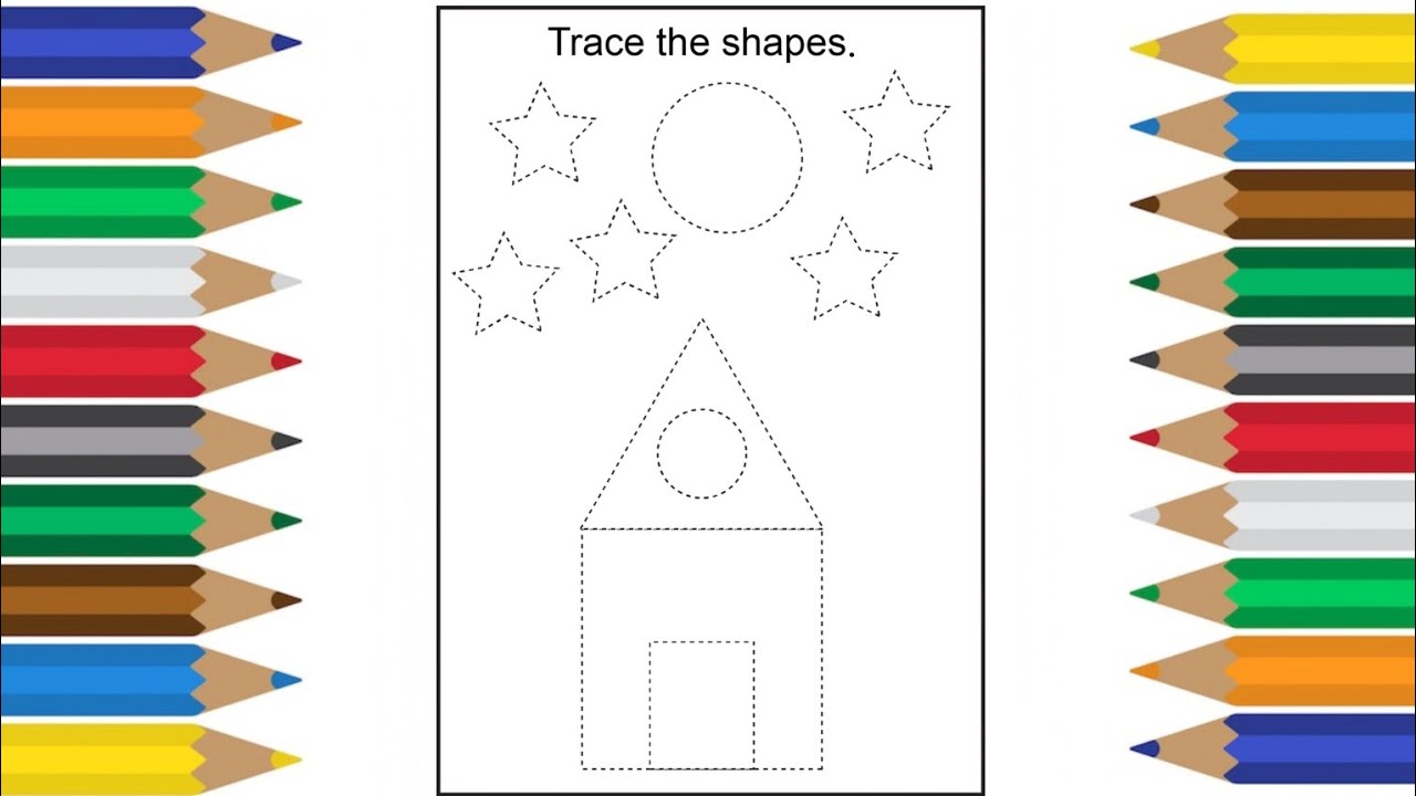 How to draw shapes |@Ayatlearning | learn and write to trace shapes | house drawing
