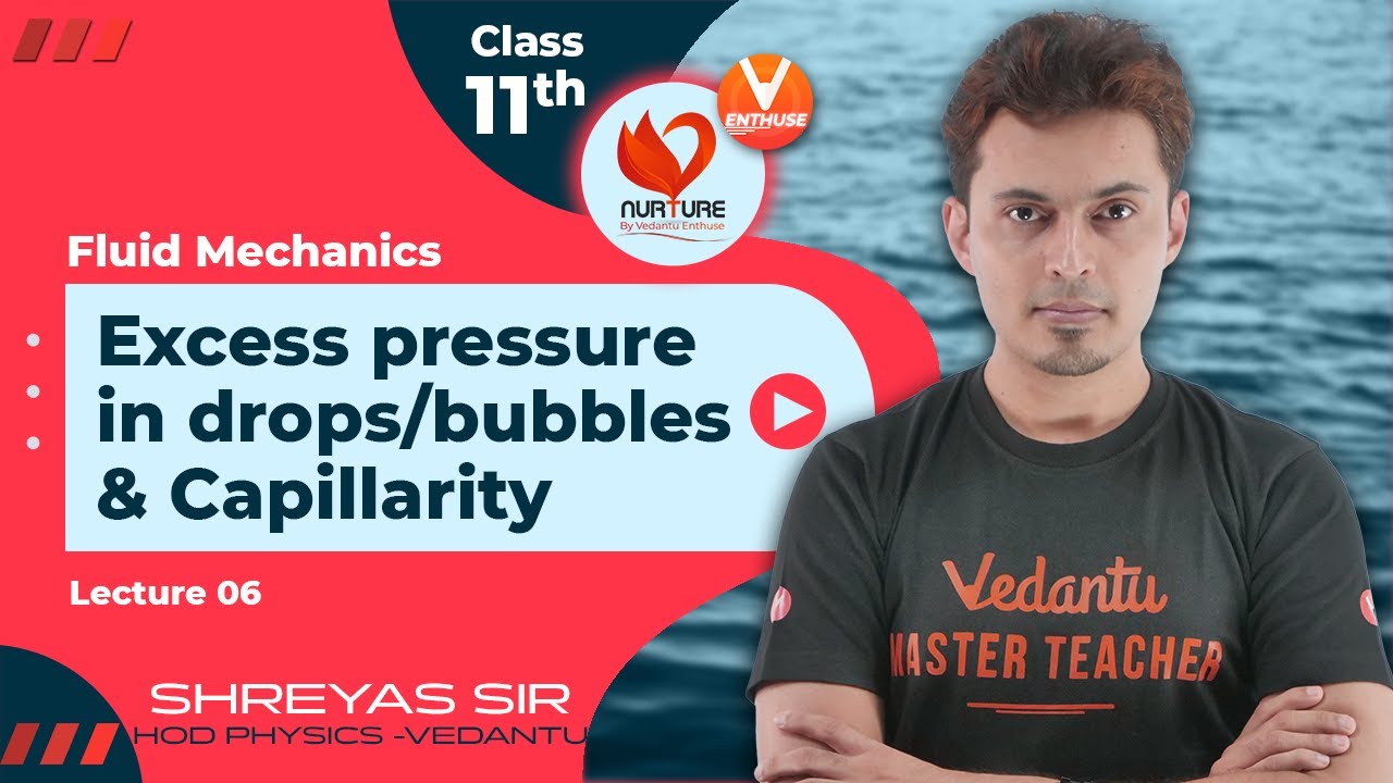 Fluid Mechanics L6 | Excess Pressure in Drops/Bubbles & Capillarity | 11 Physics  JEE 2023 | Vedantu
