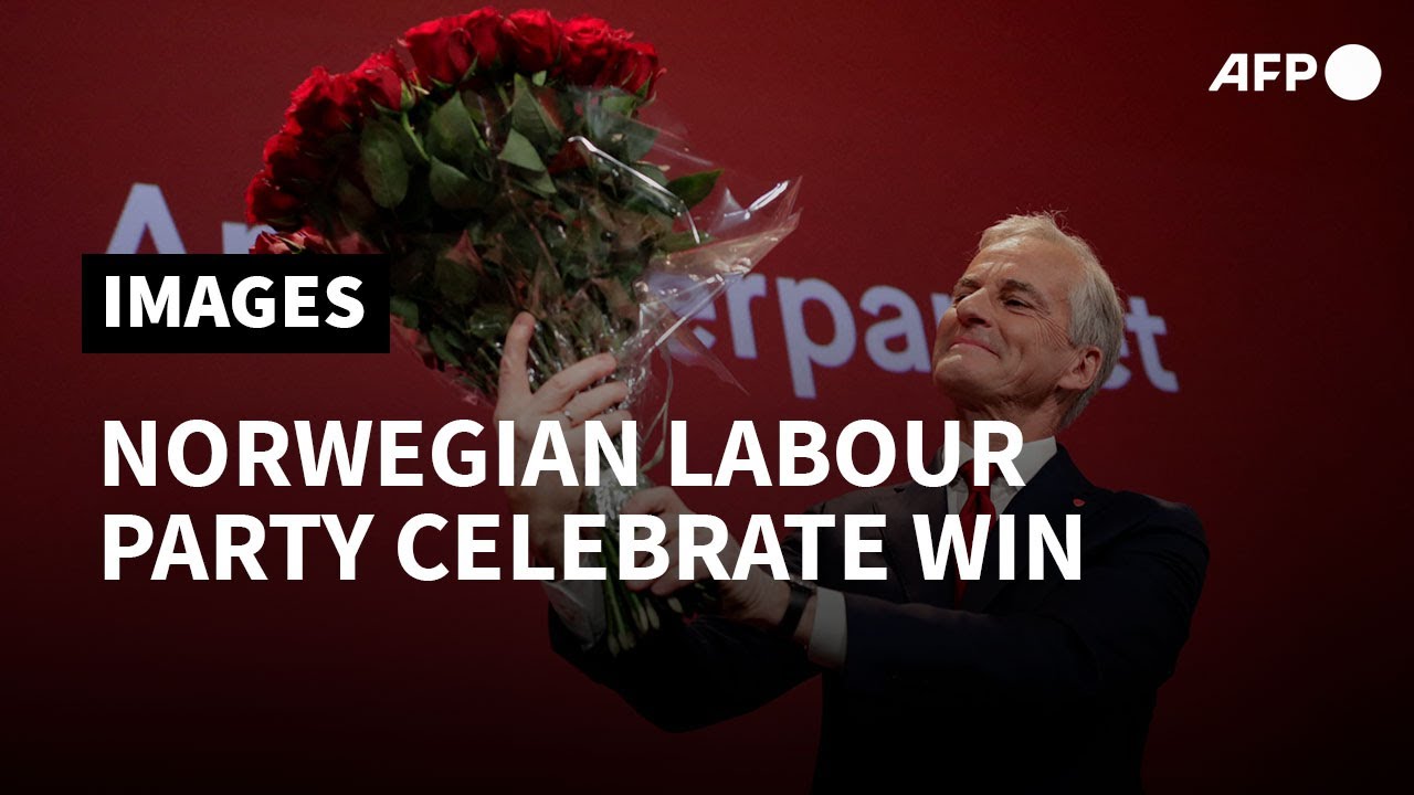 Norwegian Labour Party supporters cheers as initial election results come in | AFP