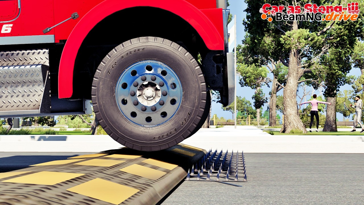 Cars Vs Spike Strip #10 -- BEAMNG DRIVE