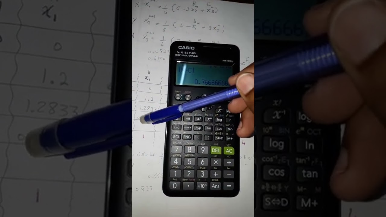 طريقة جاكوبي و جاوس سايدل و SOR , SUR بإستخدام الآلة الحاسبة