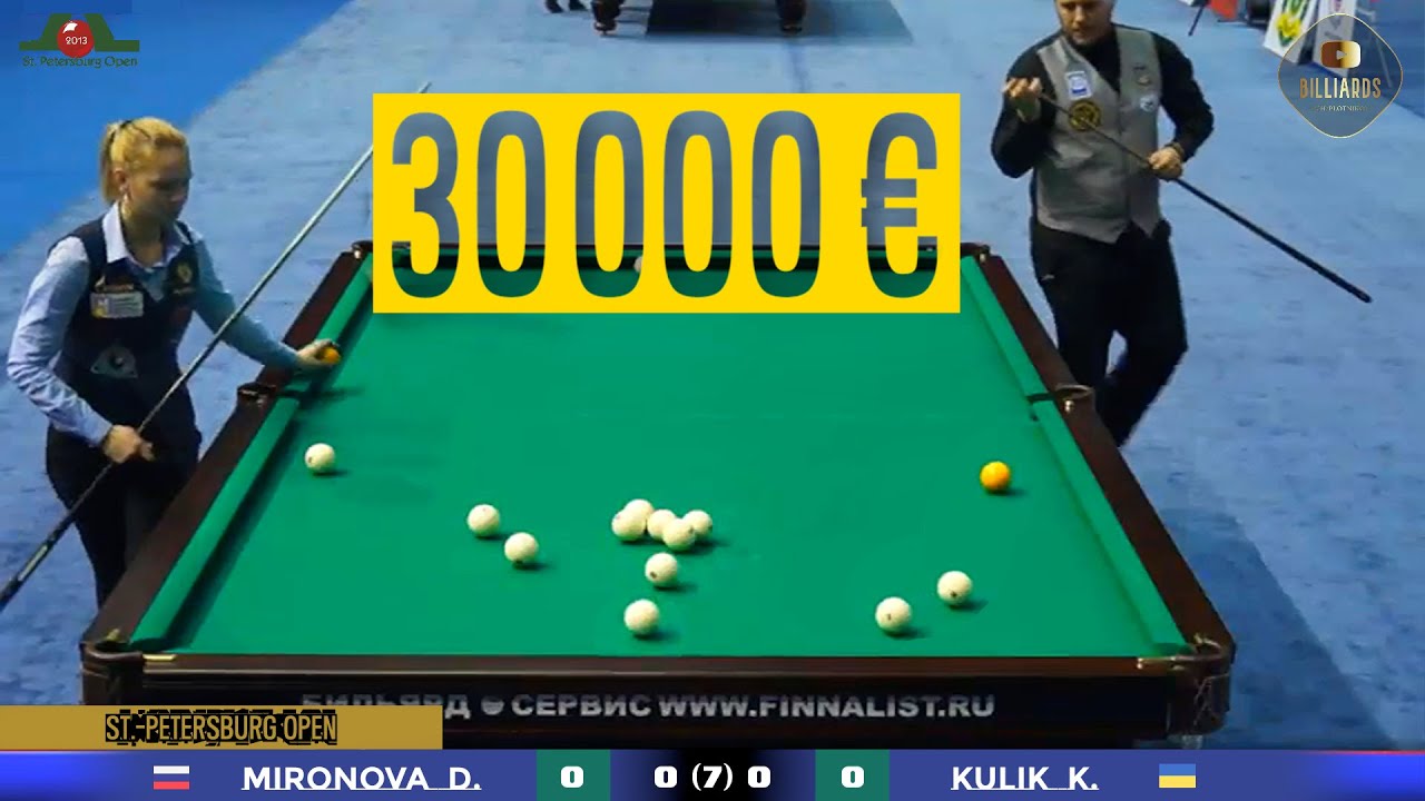 Золотой матч за 30000€. Миронова - Кулик, St.-Pb Open 2013. Бильярд (dynamic pyramid). Billiards.