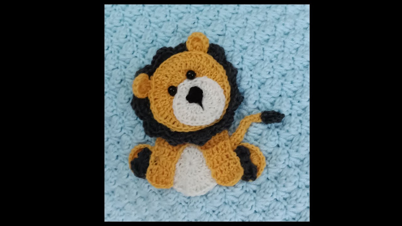Lew, aplikacja zrobiona na szydełku, applique free pattern crochet Lion #crochet #tutorial #lion