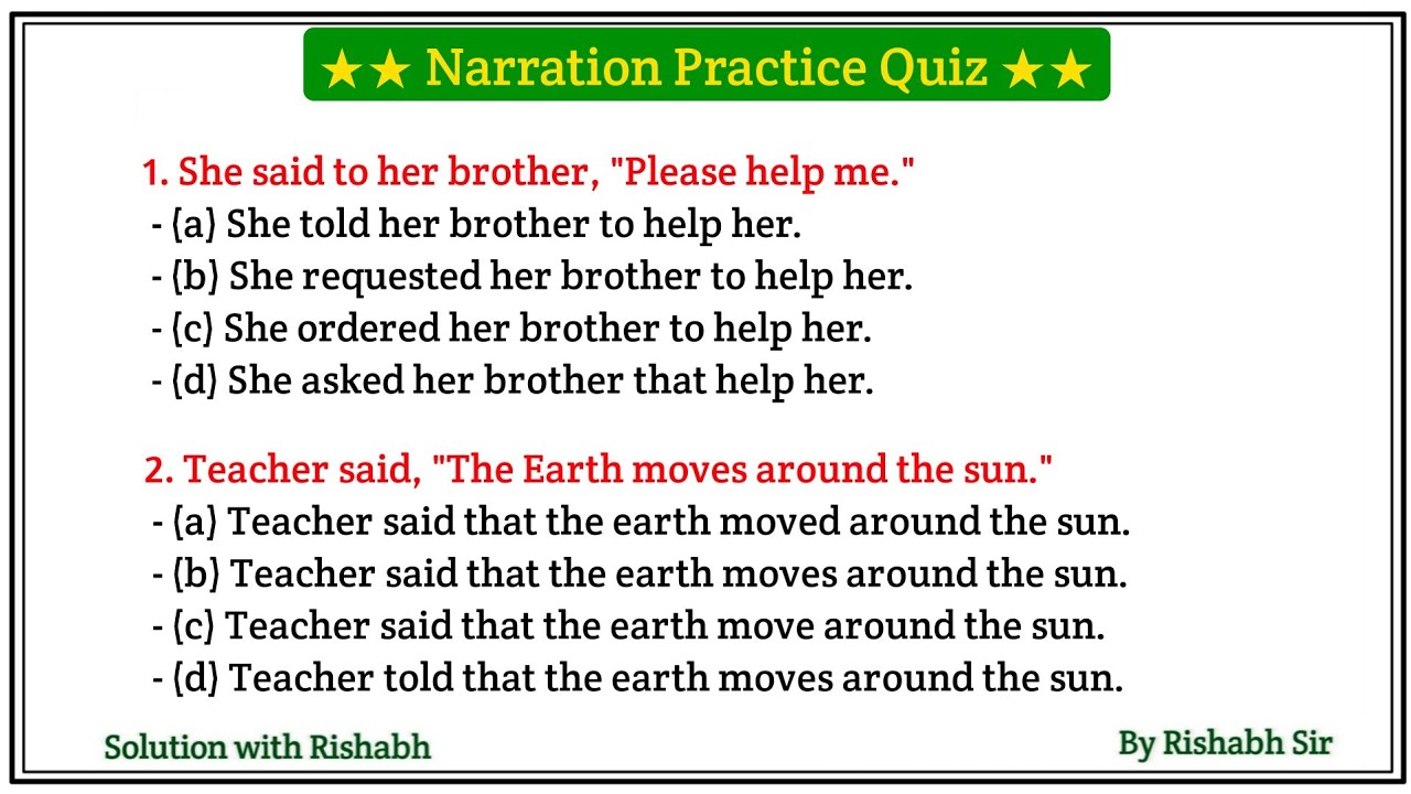 Direct and Indirect speech Practice Set | Direct and Indirect Speech in English grammar | Narrations