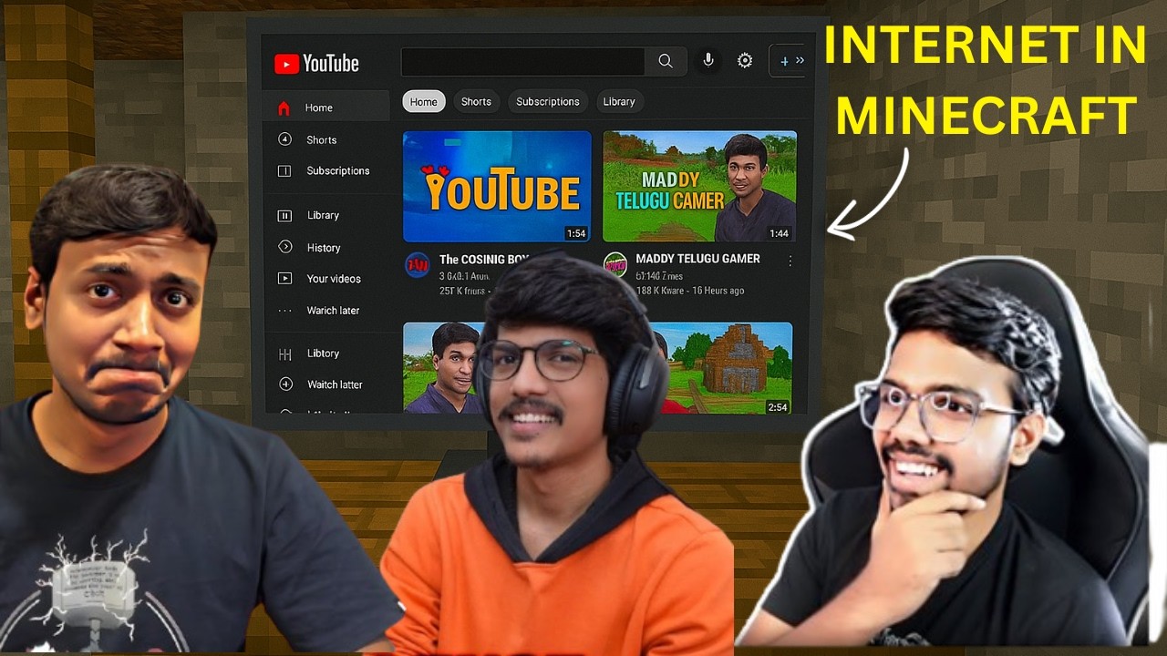 WATCHING TELUGU MINECRAFT YOUTUBERS VIDEOS INSIDE MINECRAFT