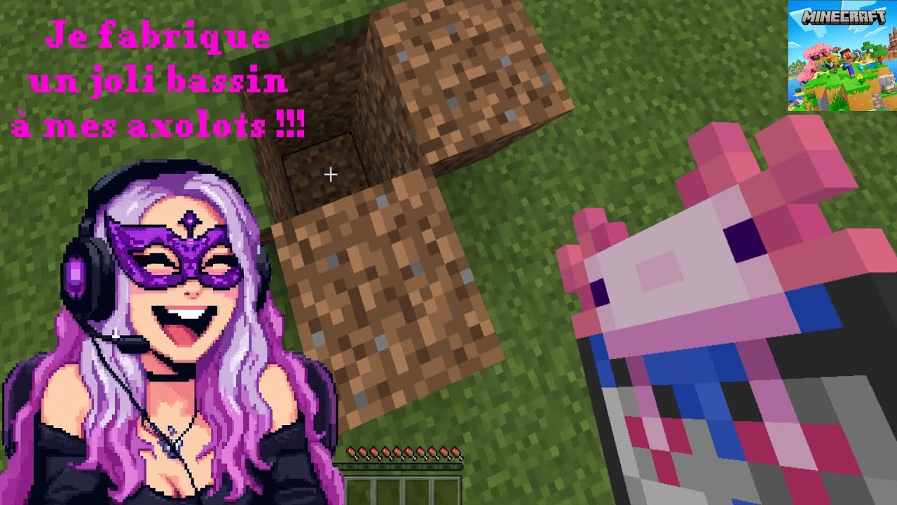 Minecraft serveur RP (épisode 36) : Je fabrique un joli bassin à mes axolots !!!