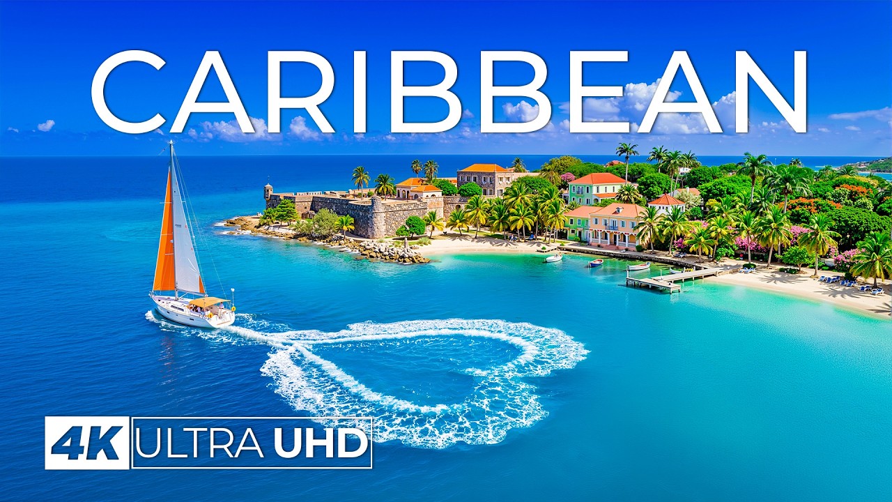 [4K] Caribbean 🌴 Turquoise Waters, White Sand Beaches & Luxury Island Escape Aerial Journey