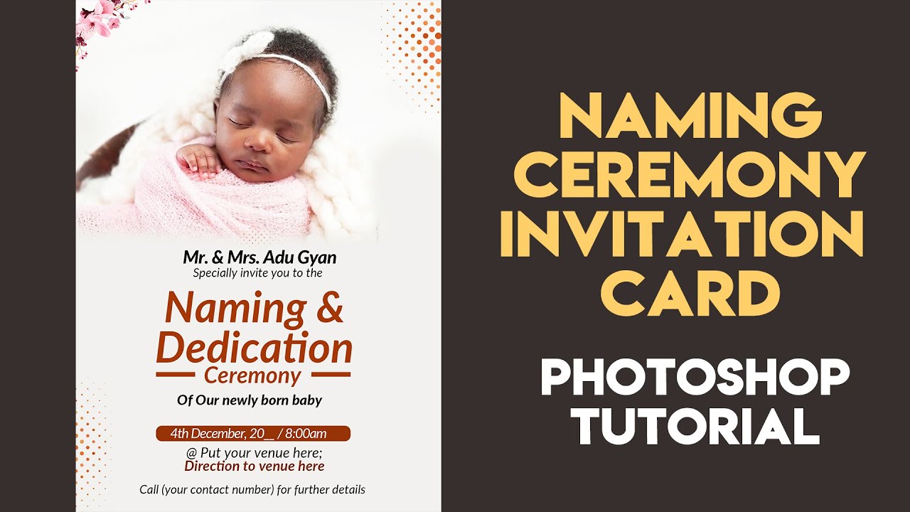 HOW TO DESIGN BEAUTIFUL NAMING CEREMONY INVITATION CARD | Baby christening | baby dedication