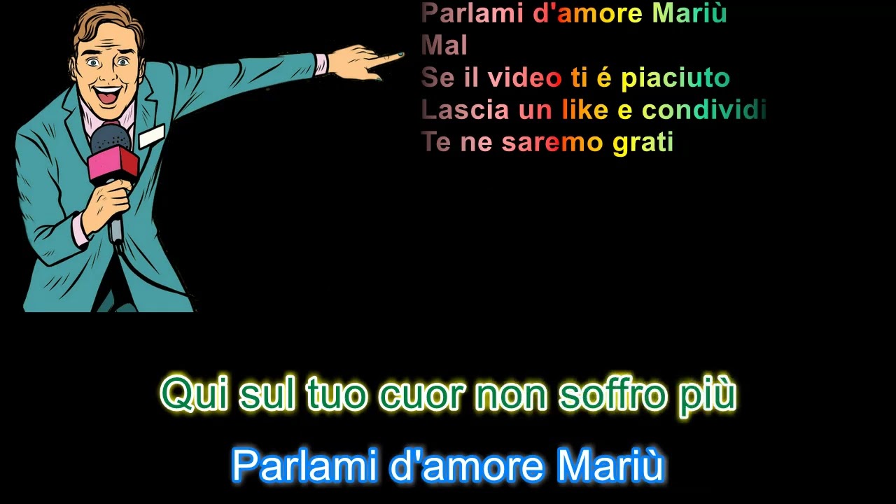 Parlami d'amore Mariù Mal con testo in stile karaoke
