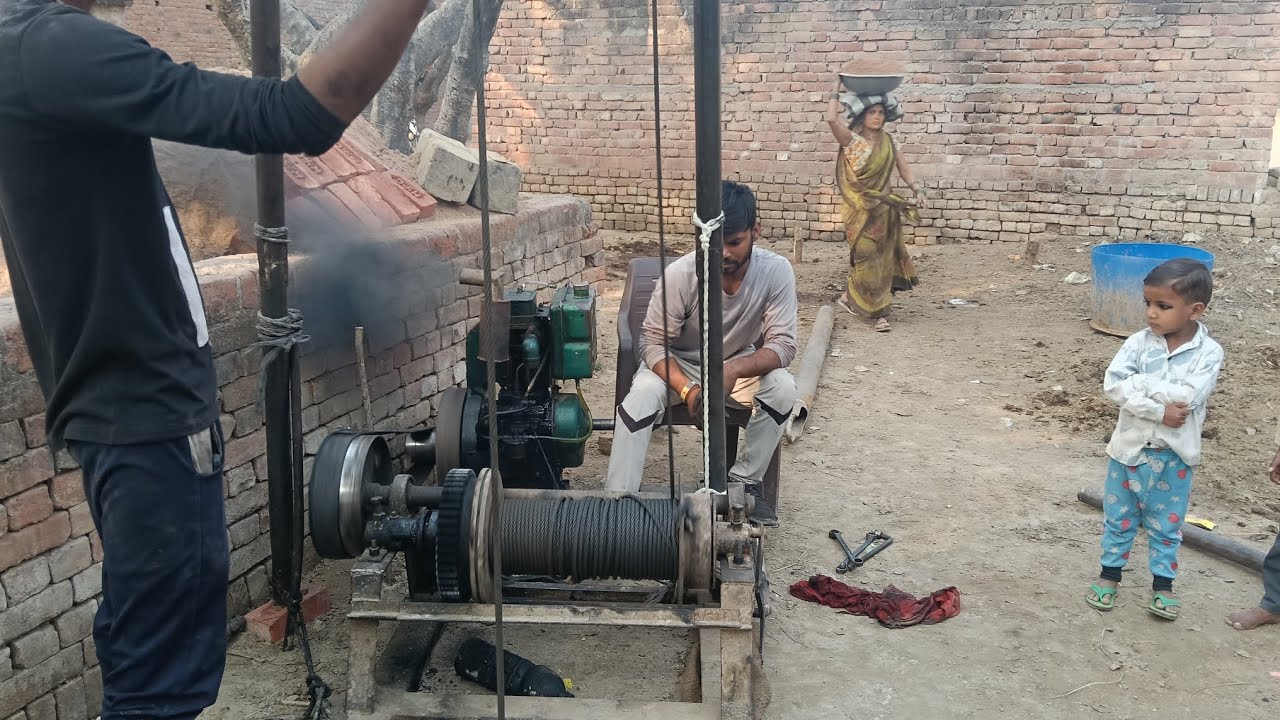 बिना पानी के कैसे गाढ़ा कैसे मारे बोरिंग 5 इंची सेट जिला फर्रुखाबाद की मशीन 