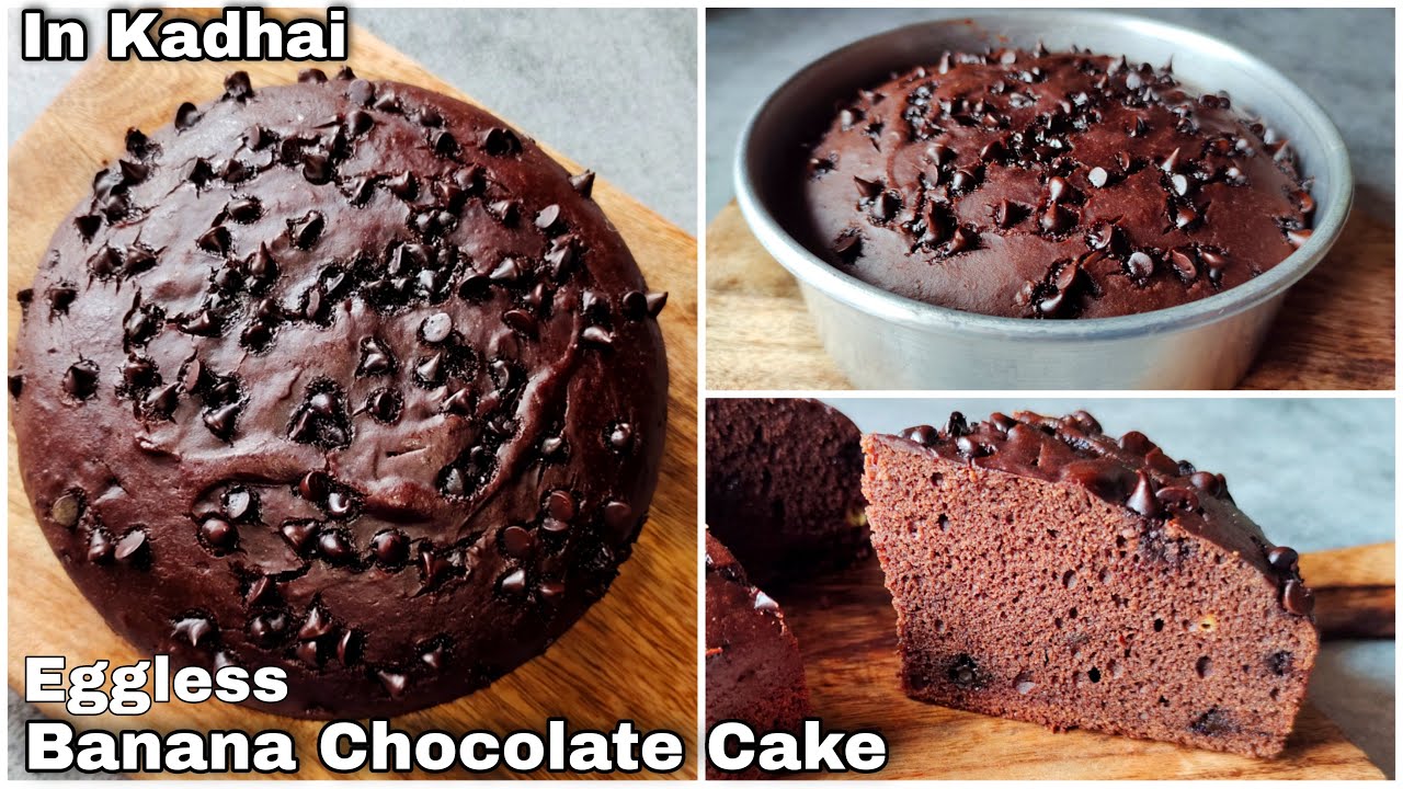 Eggless Banana Chocolate Cake | Easy Spongy Cake without Oven,Butter,Curd,Condensed Milk,Milk powder