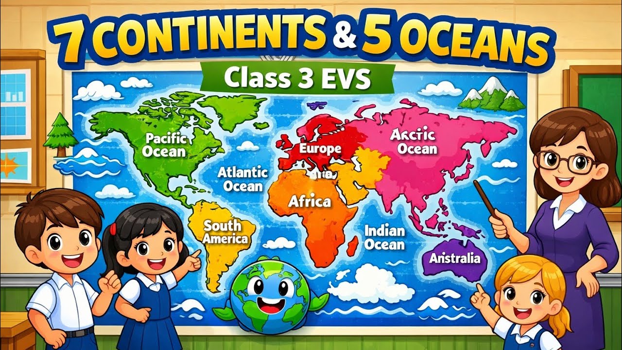 Oceans and Continents | Class 3 EVS | Easy Explanation for Kids