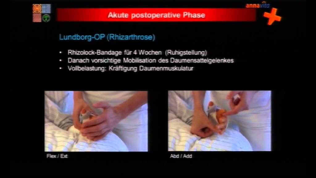 Nachbehandlung von Verletzungen an Hand und Handgelenk