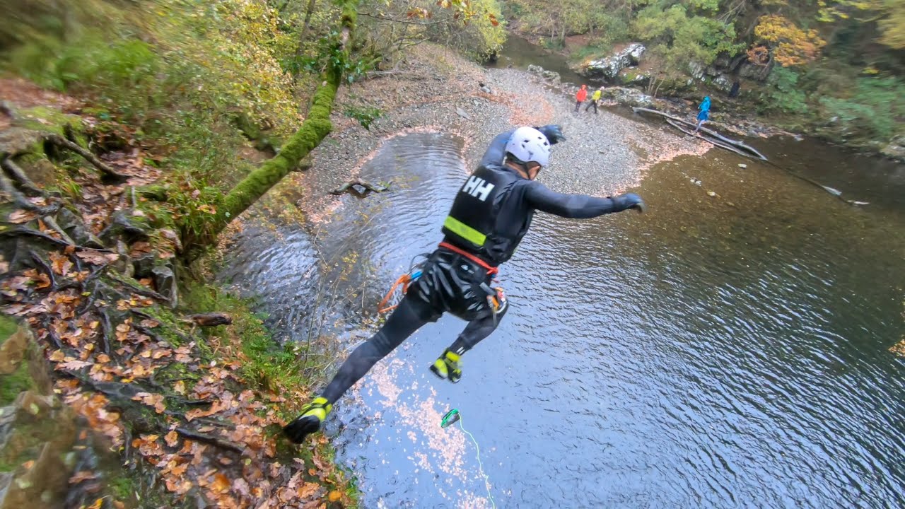 Canyoning near Maentwrog, Snowdonia, October 2018