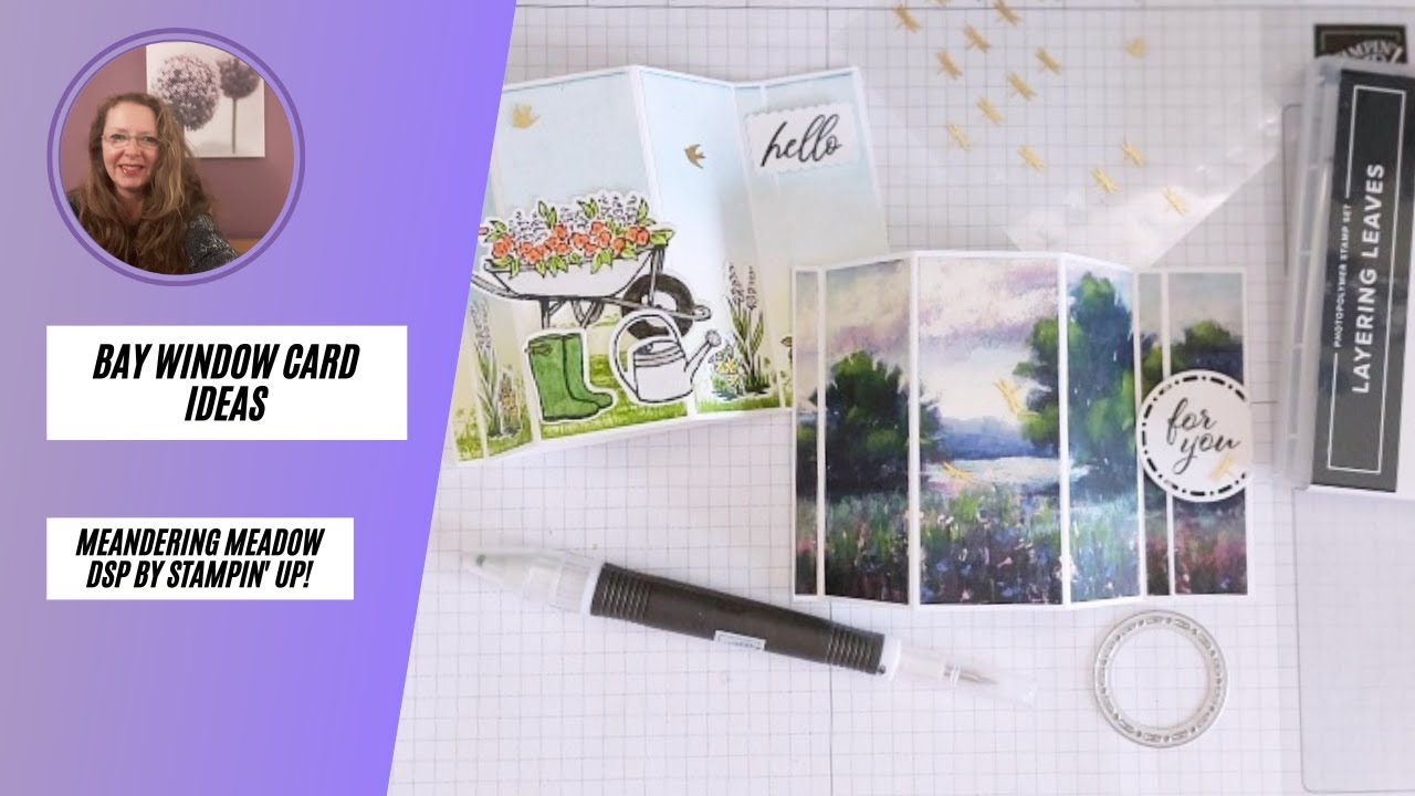 Bay Window card ideas using Meandering Meadow dsp by Stampin' Up!