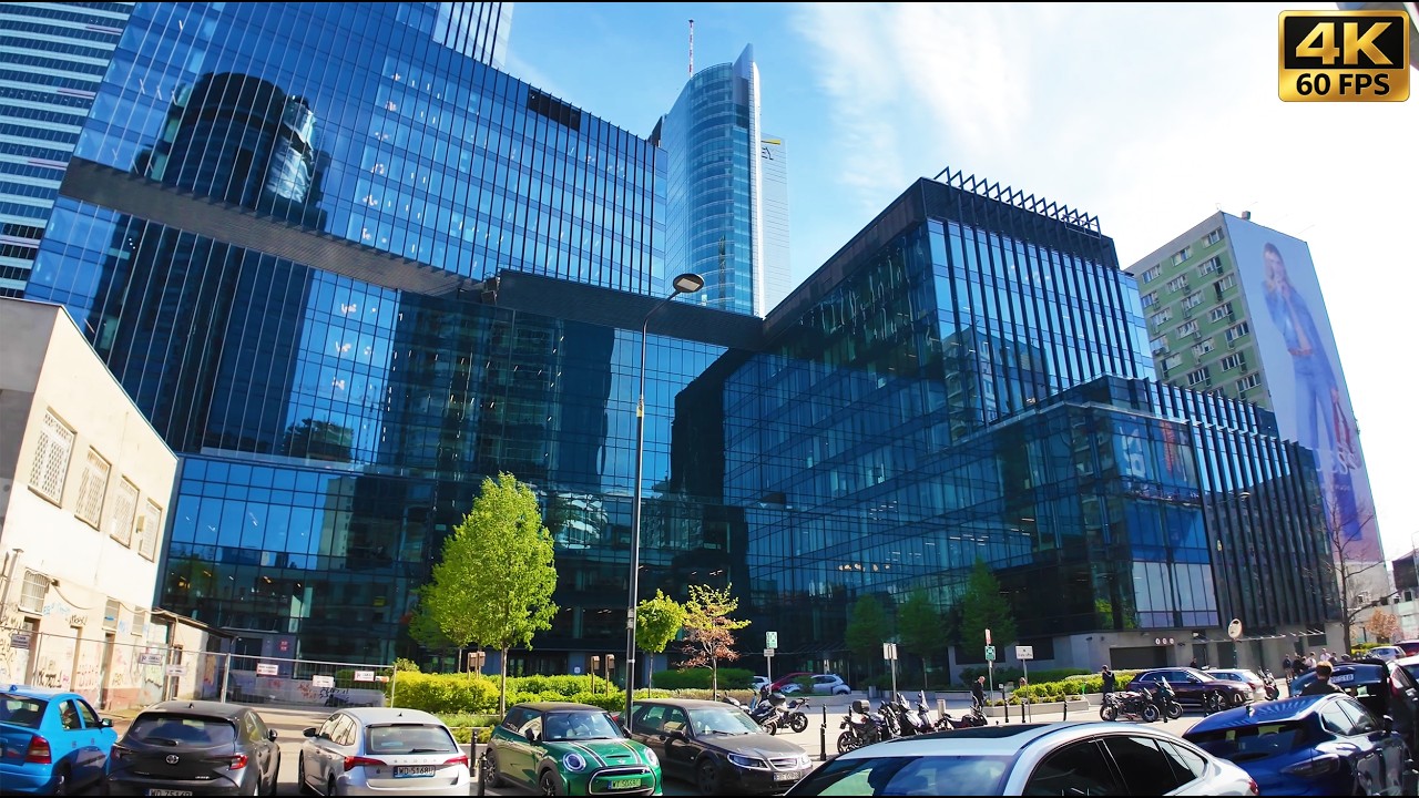 Warsaw Downtown 4K 🇵🇱 Spring Walk Through Skyscrapers, Streets & City Life